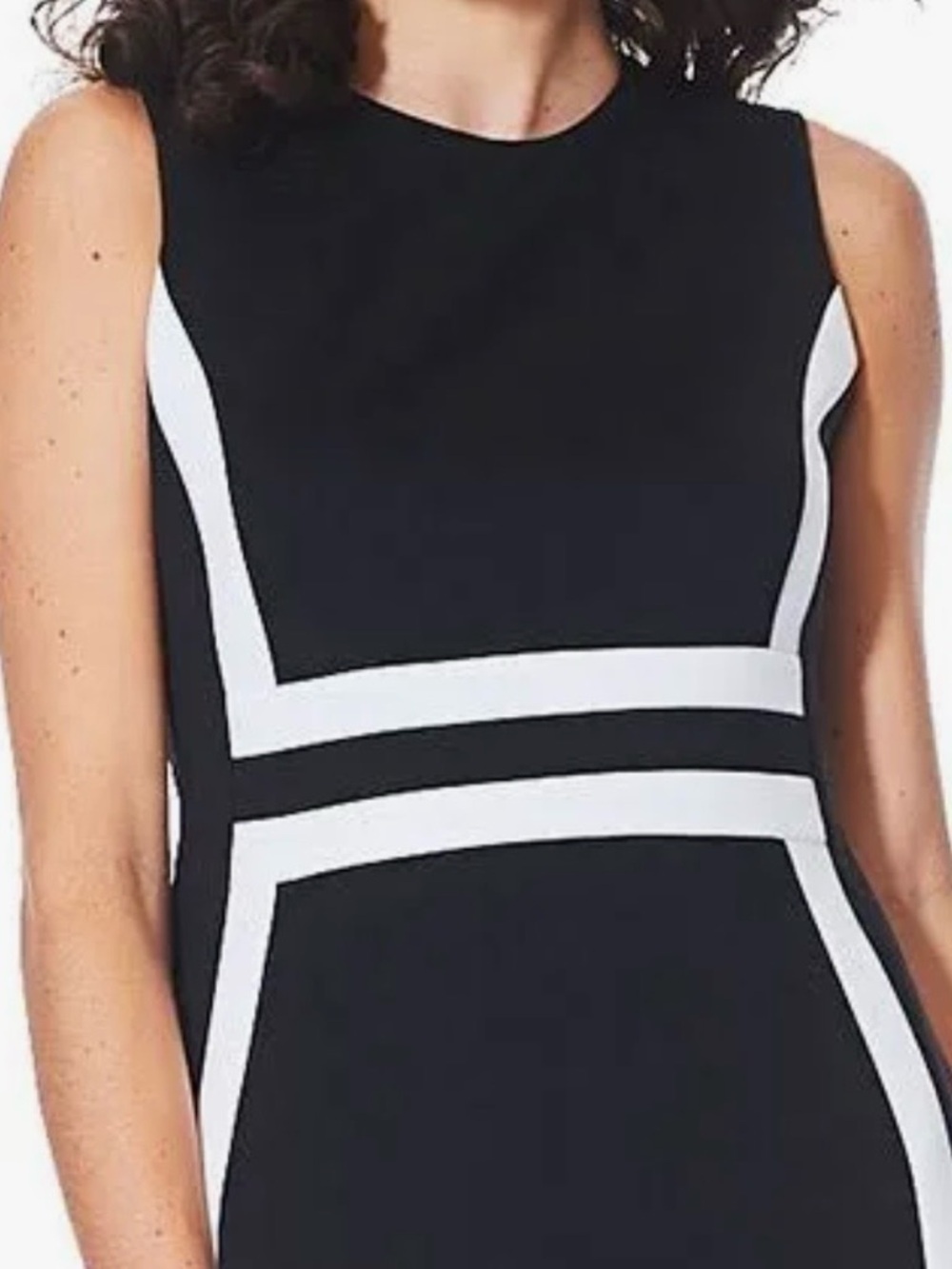 Calvin Klein Black and White Colorblock Midi Sheath Dress - Picture 2 of 5